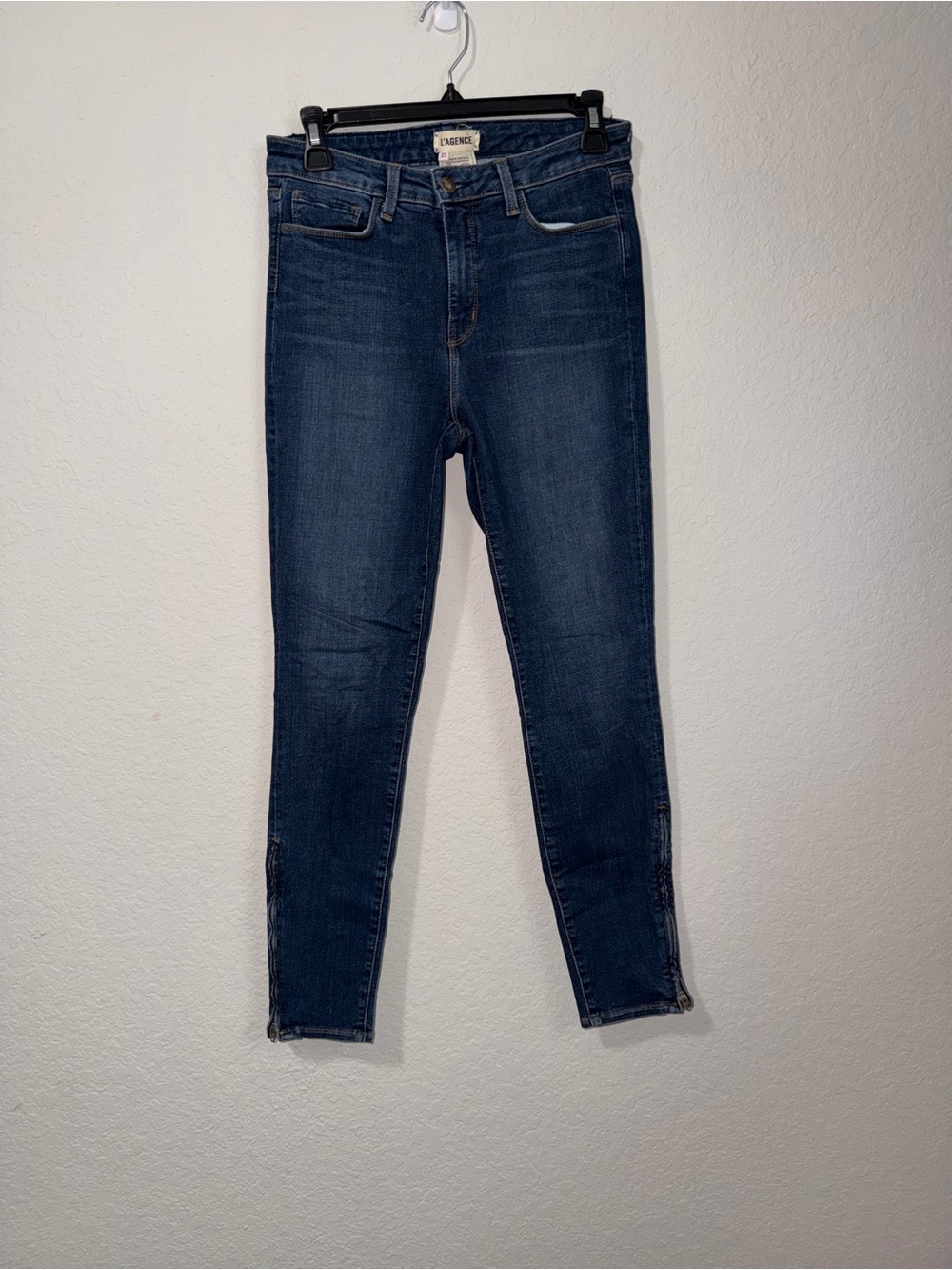 L’Agence Skinny High-Rise Jeans in Dark Wash Blue